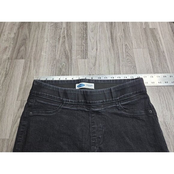 (3/$35) Old Navy Size 12 Long Skinny Mid Rise Pull On Stretch Grey Black Jeans - Picture 7 of 11